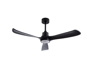 Ventilateur de plafond avec lumière 132 cm noir abs, moteur dc réversible et télécommande à 6 vitesses