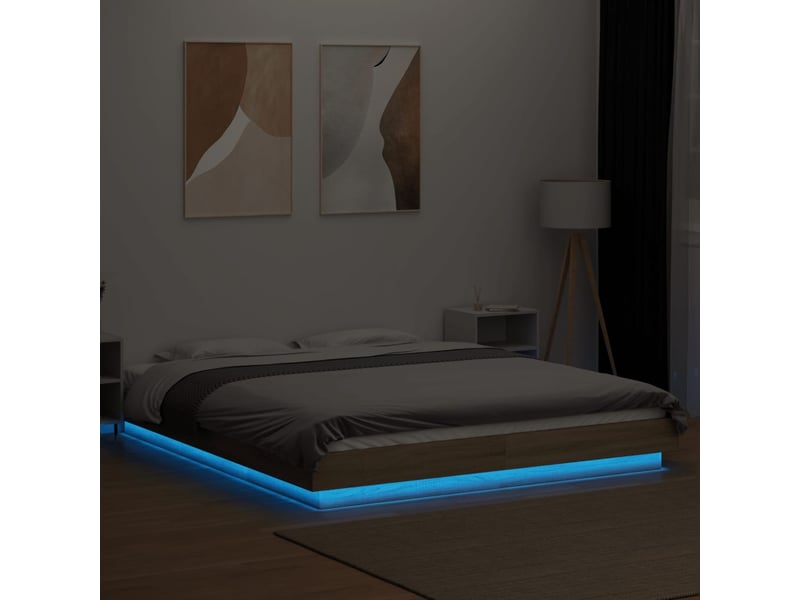 Lit double- lit adulte -  cadre de lit avec lumières led sans matelas 150x200 cm  - Conforama C