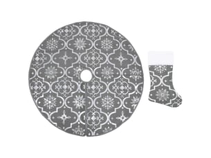 Jupe de sapin de noël de luxe avec chaussette gris 150 cm tissu