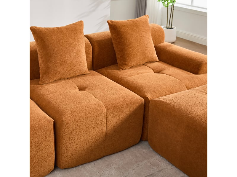  Canapé d'angle modulable orange 3 places - mousse à mémoire de forme - 268x102x78 cm  - Conforama E