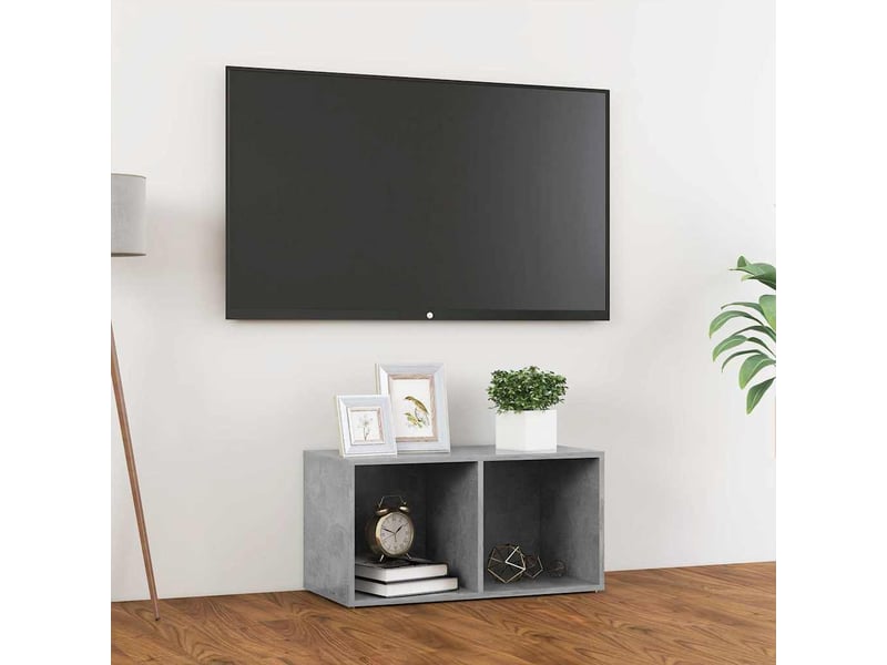  Meuble tv - banc tv - meuble de rangement gris béton 72x35x36,5 cm bois d’ingénierie  - Conforama B