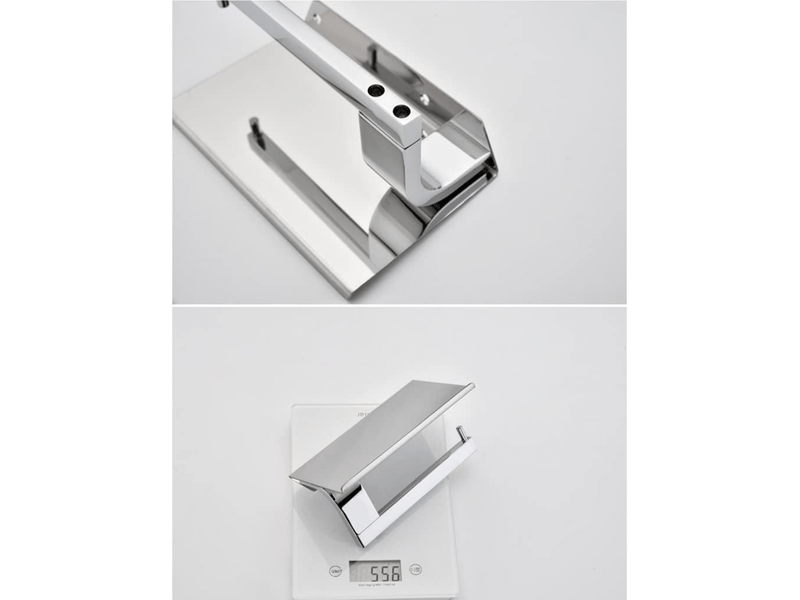 Porte-papier toilette avec étagères, porte-papier toilette mural pour salle de bain, acier inoxydable, chrome - Conforama E