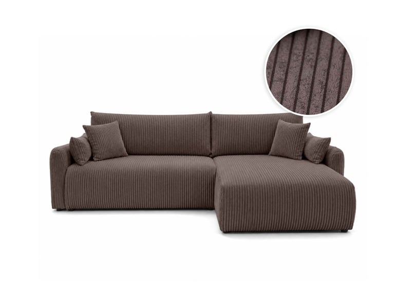  Apoline - canapé d'angle réversible convertible 4 places avec coffre en velours côtelé  - Conforama A