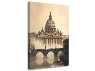 Tabelau sur toile, la basilique saint pierre de rome dans un cadre vintage empreint d'atmosphère 30x45