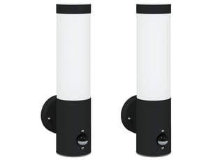2 pièces applique murale extérieure noir 12x8,5x29 cm