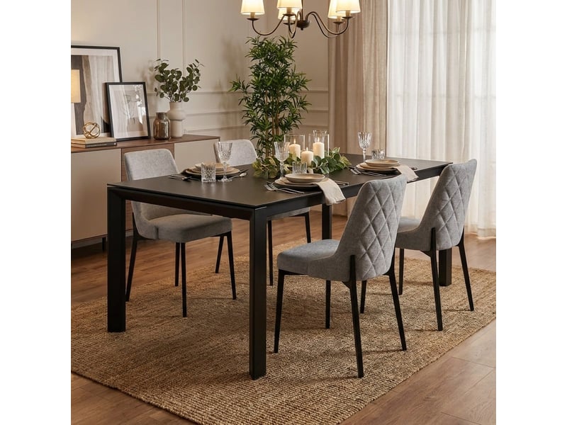  Lot de 4 chaises rembourrées en tissu facile à nettoyer charm - gris clair  - Conforama B