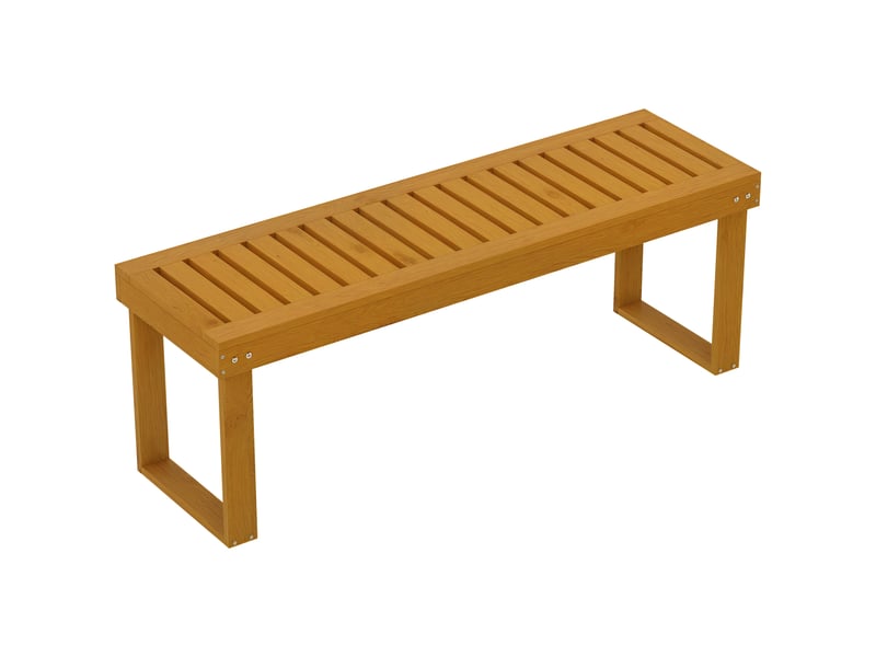Banc de jardin en bois 2 places avec assise à lattes, capacité de charge 300 kg, pour usage extérieur, 120 x 34 x 43 cm, teck - Conforama A