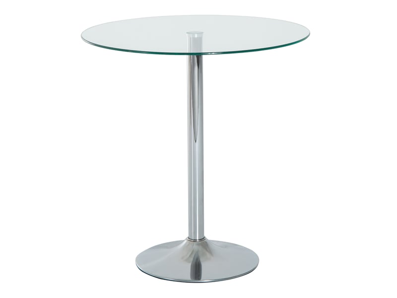  Table de salle à manger ronde pour 2 personnes, table de cuisine moderne avec plateau en verre trempé pour salon, argentée  - Conforama A