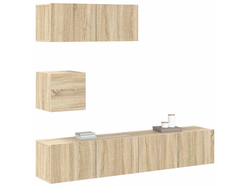  Ensemble de meubles tv 4 pcs chêne sonoma bois d'ingénierie shl63208  - Conforama D