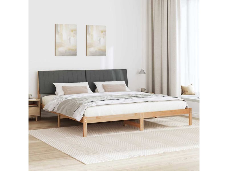  Lit double- lit adulte -  cadre de lit avec tête de lit marron 200 x 200 cm pin massif  - Conforama C
