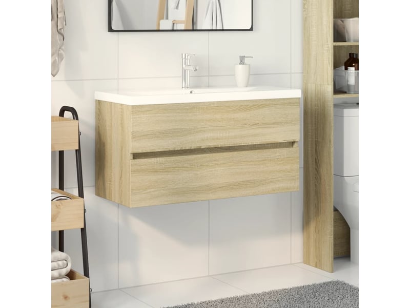 Ensemble de meubles de bain 2pcs céramique et bois d'ingénierie cf63559 - Conforama B