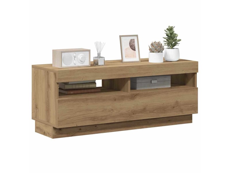  Meuble tv - banc tv - meuble de rangement avec lumières led chêne artisanal bois d'ingénierie  - Conforama D