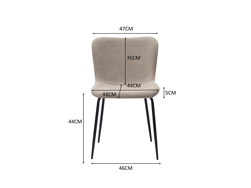  Lot de 2 chaises de salle à manger modernes en tissu et métal kaki  - Conforama E