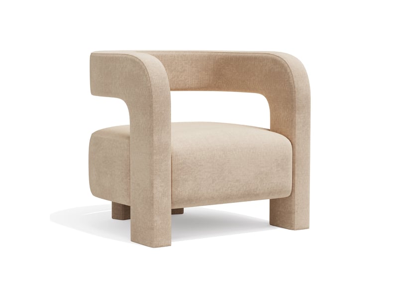  Fauteuil en velours chenillé beige foncé perle CF18VCBF - Conforama A