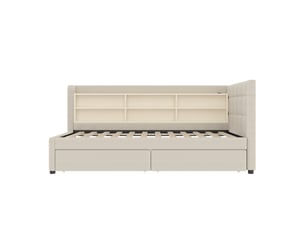 Lit banquette 90x200 cm <strong>ZOVIRA</strong>  <strong></strong> coloris beige