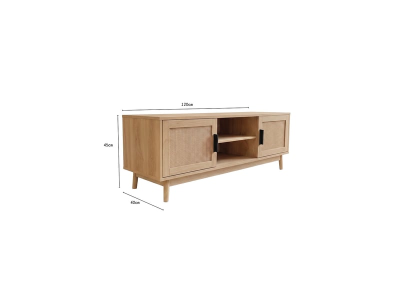 Meuble télé en bois cannage 120 x 40 x 45 cm 62866 - Conforama D
