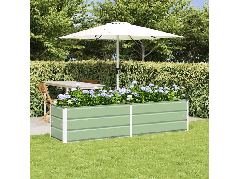  Jardinière - bac à fleurs vert pastel 195 x 50 x 45 cm acier galvanisé  - Conforama B