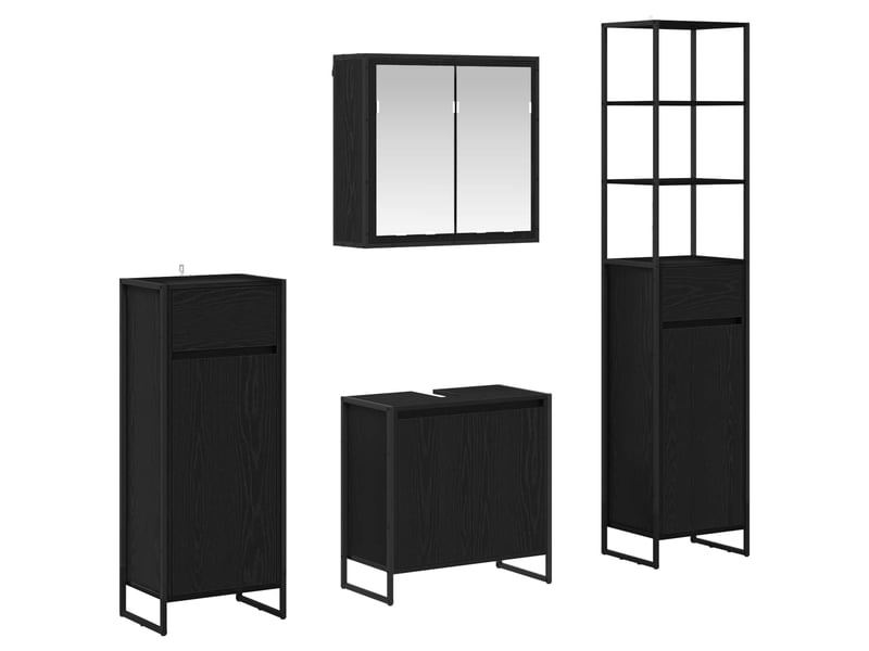 Ensemble de mobilier de salle de bain 4 pièces chêne noir cf64548 - Conforama A