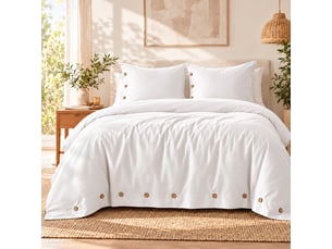 Housse de couette 240 x 220 cm + 2 taies 65 x 65 cm 100% percale de coton 120 fils perrine blanc