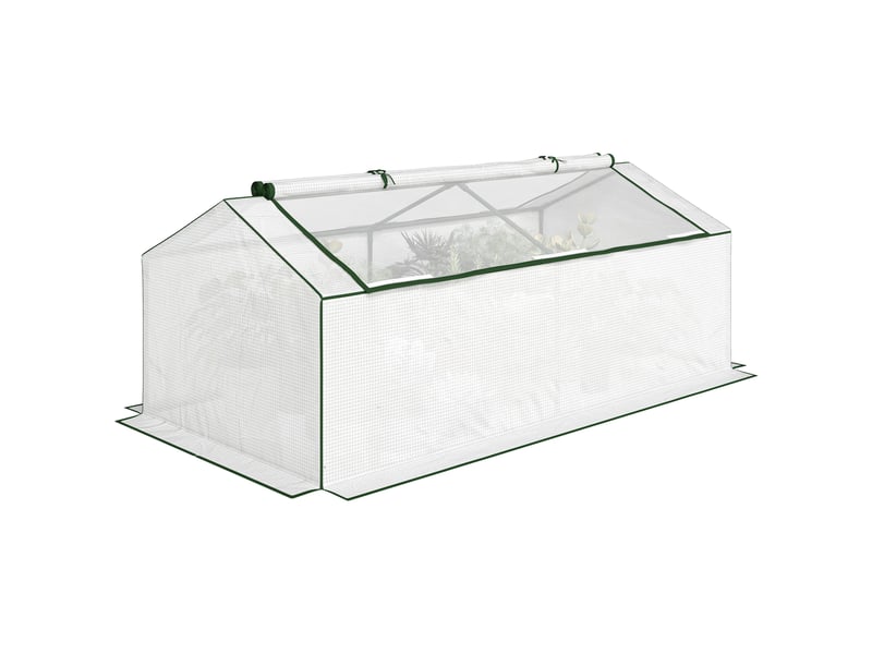Serre avec fenêtre, film de maille pe, serre d'hivernage en aluminium, serre chaude 180 x 90 x 70 cm blanche - Conforama A