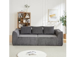 Canapé droit tcqpz 235,5 x 101 x 72,5 cm 4 places en velours côtelé gris