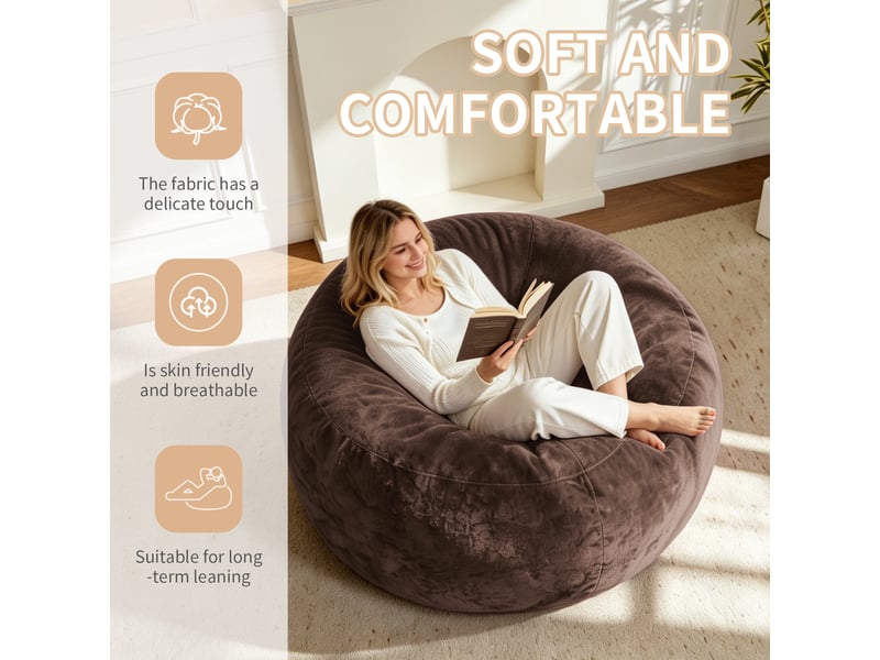  Pouf repose-pieds marron velboa, dimensions 90x90x50 cm, confort polyvalent  - Conforama B