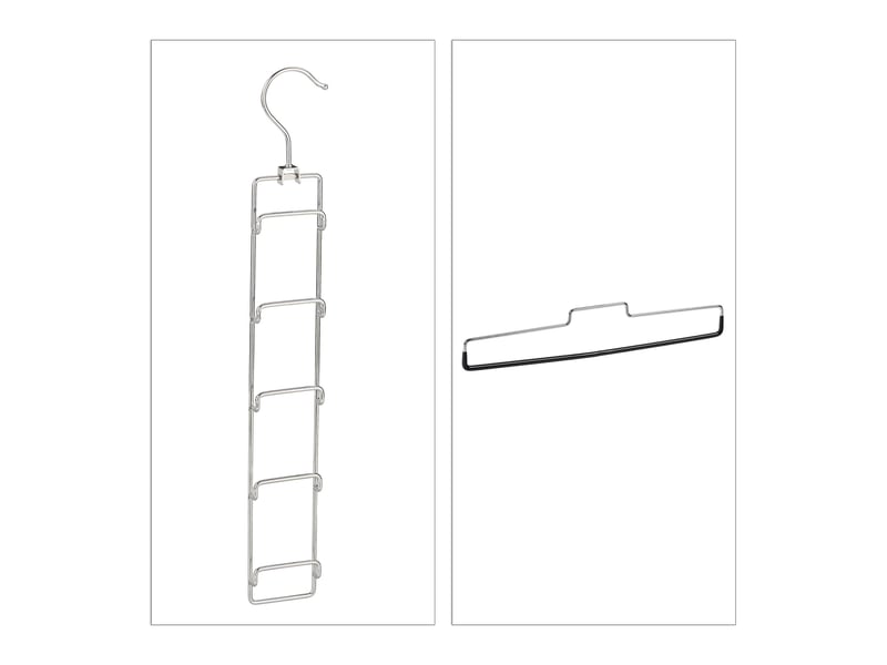  Lot de 3 cintres gain de place pour pantalon avec supports amovibles 52 x 33,5 x 2 cm en fer noir 13_0008123  - Conforama E