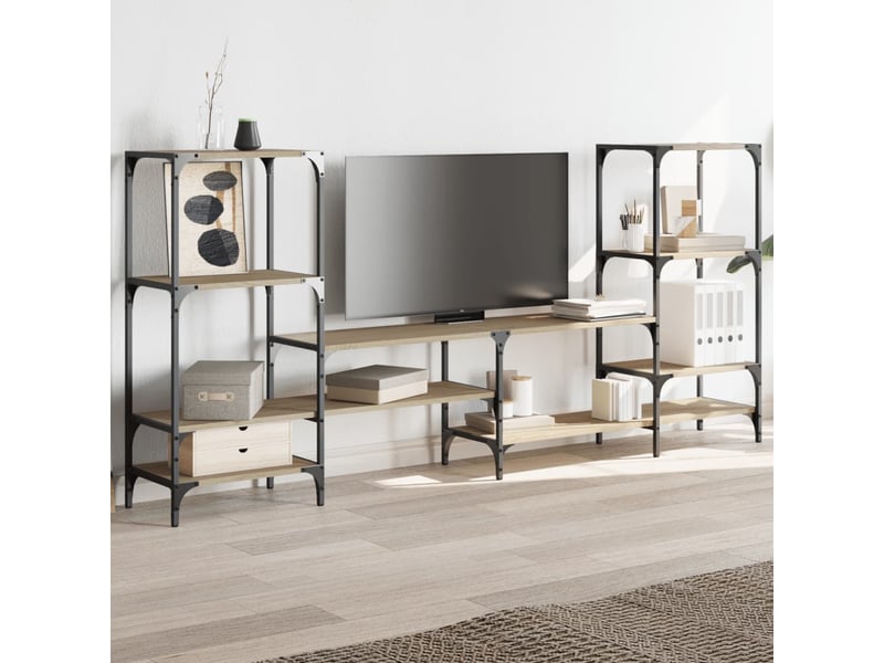  Meuble tv - banc tv - meuble de rangement chêne sonoma 206,5x28,5x95 cm bois d'ingénierie  - Conforama C