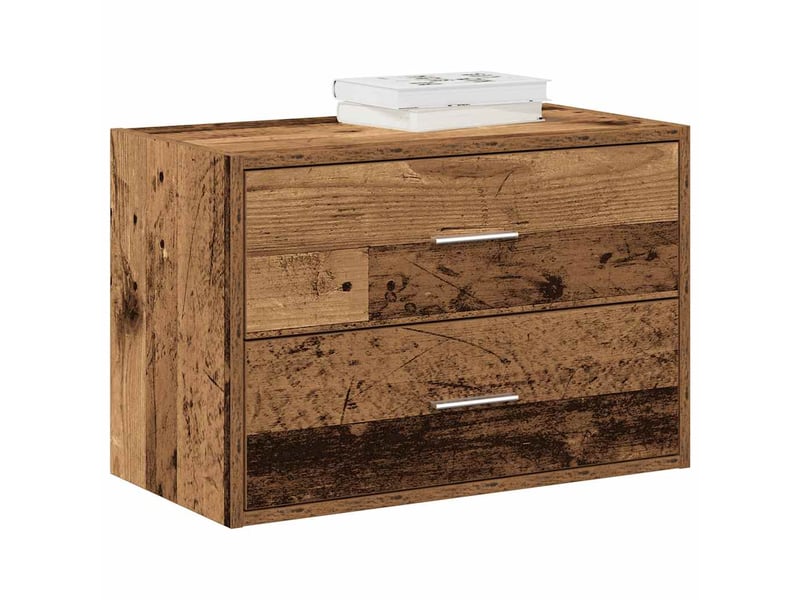  Armoire à tiroirs, commode avec 2 tiroirs vieux bois 60x31x40 cm bois d'ingénierie  - Conforama B