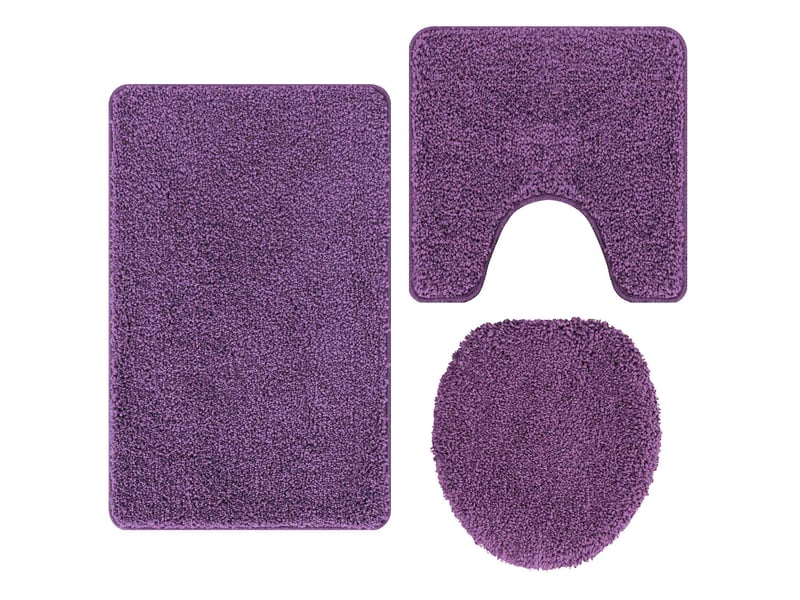  Ensemble de tapis de bain antidérapants 3 pc violet 50 x 80 cm cf64759  - Conforama A