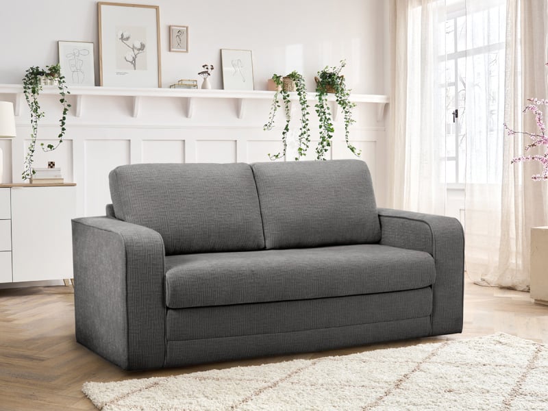  Bobochic canapé droit convertible déplimousse come tissu texturé gris foncé COME - Conforama B