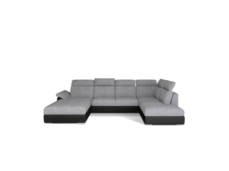  Canapé panoramique convertible majesta 5 places gris et noir – angle gauche  - Conforama A