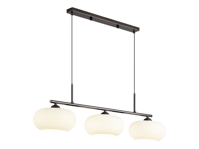  Suspension en métal noir mat avec abat-jour en verre – 3 flammes, l85 cm  - Conforama A