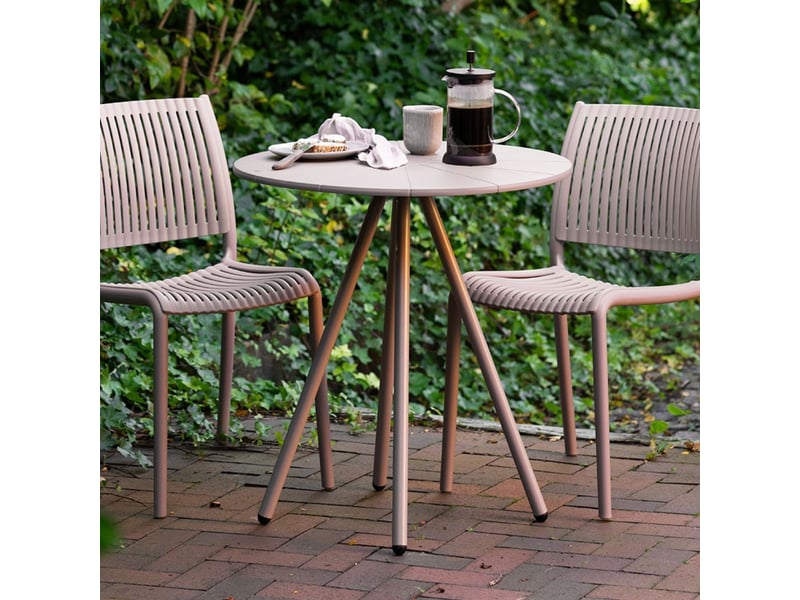  Table de jardin ø70cm plateau en polypropylène pieds en métal beige  - mazaline MAZALINE - Conforama B