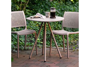 Table de jardin ø70cm plateau en polypropylène pieds en métal beige  - mazaline