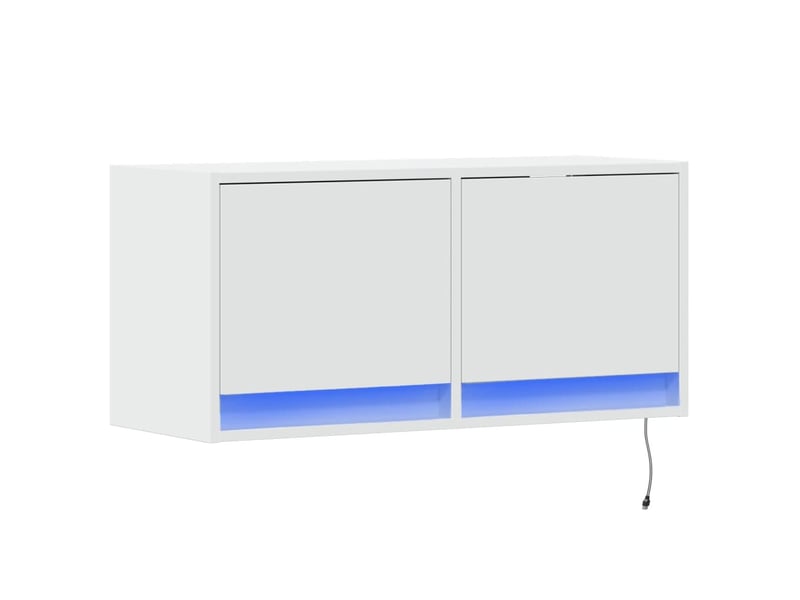 Meuble tv - banc tv - meuble de rangement mural avec lumières led blanc 80x31x35 cm - Conforama C