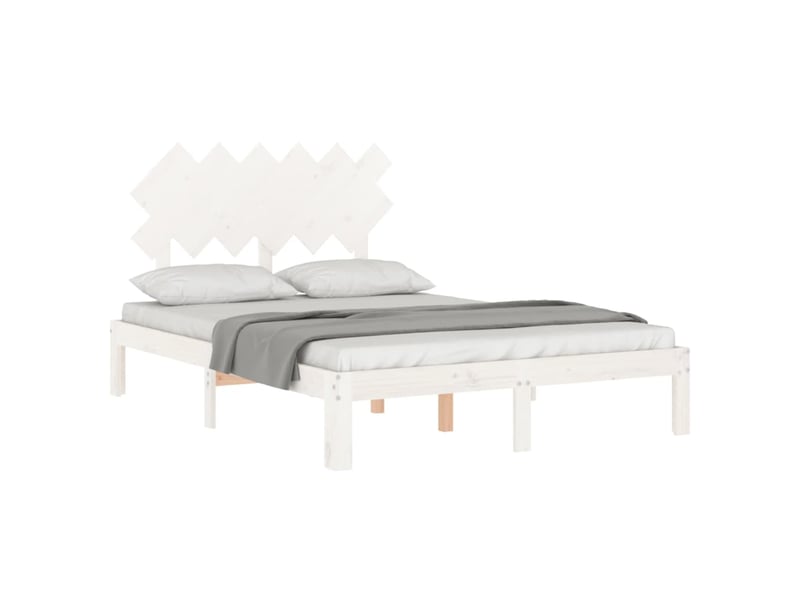  Lit double- lit adulte -  cadre de lit sans matelas blanc 120x200 cm bois de pin massif  - Conforama C