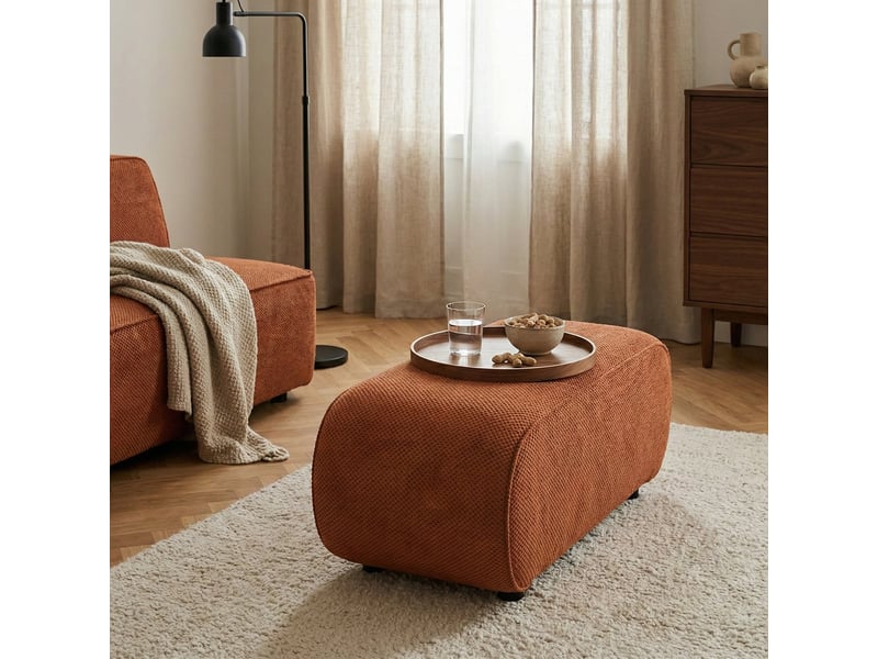 Pouf repose-pieds modulable en velours pour salon moderne gardena - orange foncé - Conforama B