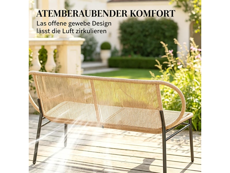  Banc de jardin 2 places en résine tressée et métal noir et naturel T5828P540554 - Conforama E