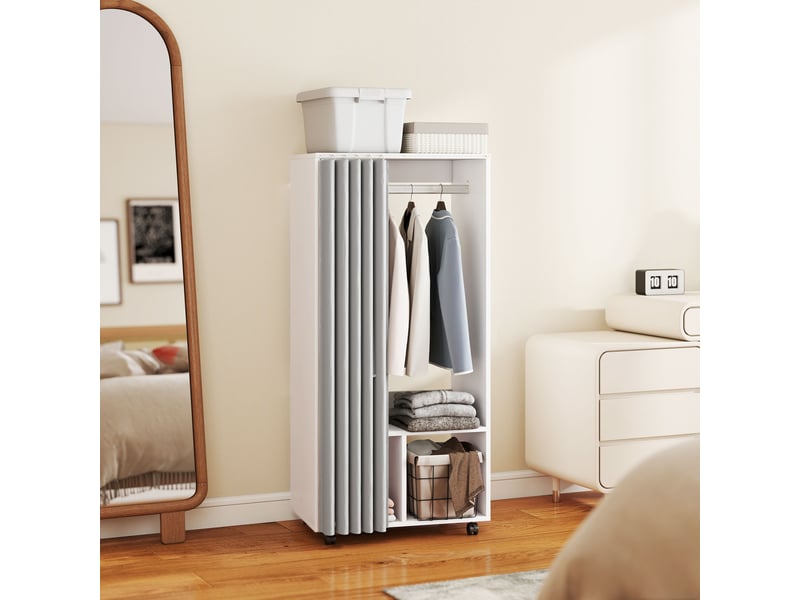  Armoire mobile avec tringle à rideaux, 60 x 40 x 128 cm, blanche  - Conforama C