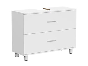 Meuble sous-évier moderne avec 2 tiroirs pour lavabo sans colonne 80x30x60 cm blanc