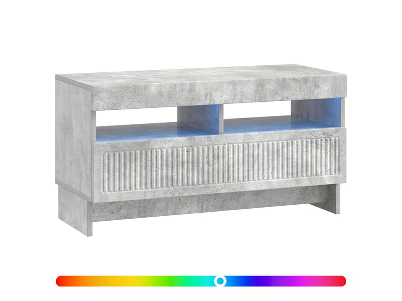 Meuble tv - banc tv - meuble de rangement led gris béton bois d'ingénierie - Conforama C