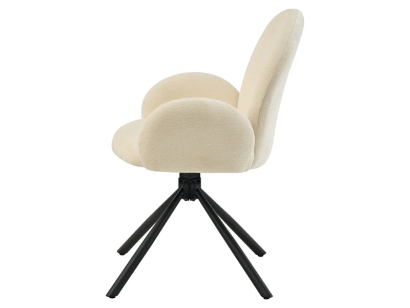 Lot de 2 chaises de salle à manger pivotantes avec accoudoirs – assise velours crème, pieds métal - Conforama E