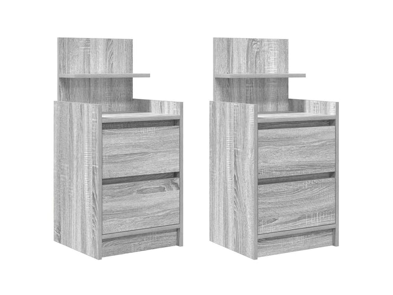  Lot de 2 tables de chevet - cabinet de chevet - table de nuit avec 2 tiroirs sonoma gris 38x34x80 cm  - Conforama A