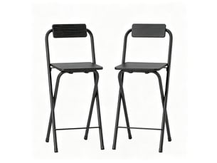 Tabourets de bar pliables lot de 2 avec dossier, repose-pieds et cadre acier hauteur 87 cm