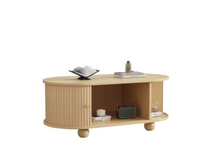 Table basse ovale coloris bois clair <strong>MERAX</strong> <strong>table basse bois clair</strong> - 50 cmx100 cm