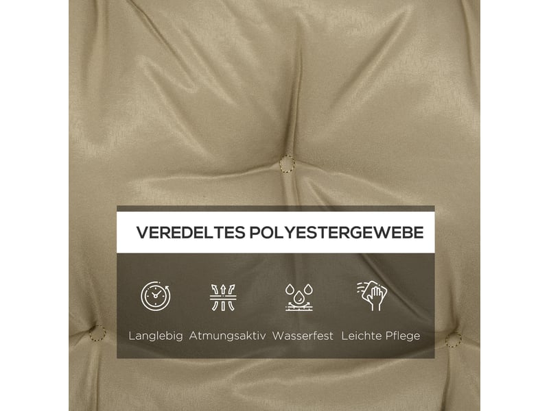  Coussin de banc 3 places avec attaches en polyester kaki 150 x 98 x 8 cm  - Conforama E