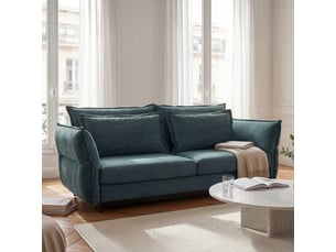 Canapé convertible verduro en velours bleu pétrole - 3 places