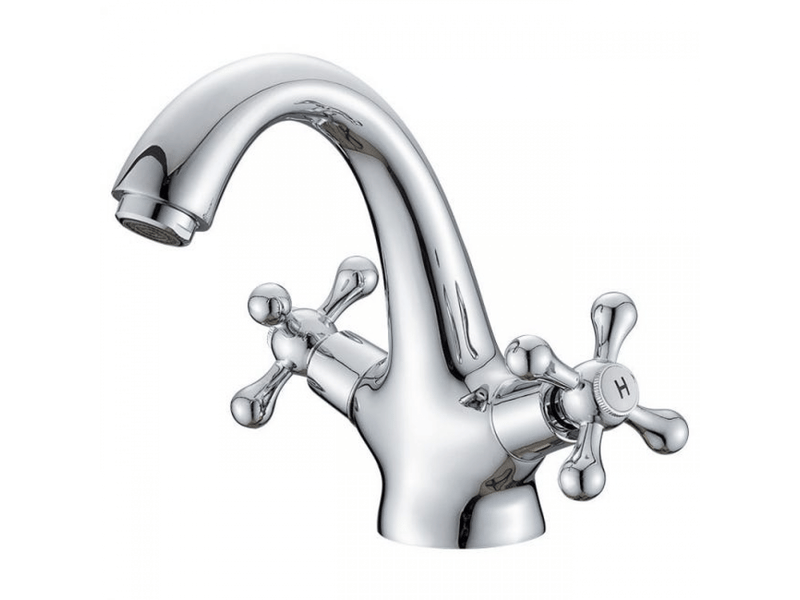  Robinet mitigeur de salle de bain rétro. Mitigeur de salle de bain vintage, finition chromée argentée  - Conforama E