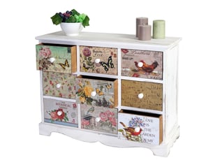 Commode venlo, armoire à tiroirs, style shabby chic, vintage, 9 tiroirs – 60x79x30cm